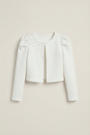 Bolero Giorgia infantil, bolero com pérolas, bolero ecru para meninas, roupa elegante infantil, bolero cerimônia criança, moda infantil formal, bolero elegante menina, bolero confortável criança, bolero para meninas 8-12 anos, acessório de moda infantil