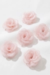 conjunto 6 ganchos organza rosa menina, acessórios cabelo Primeira Comunhão