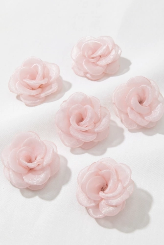 Conjunto de 6 ganchos de organza rosa para menina