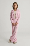 conjunto elegante para menina Emi rosa, top com mangas em tule e saia, traje Crisma