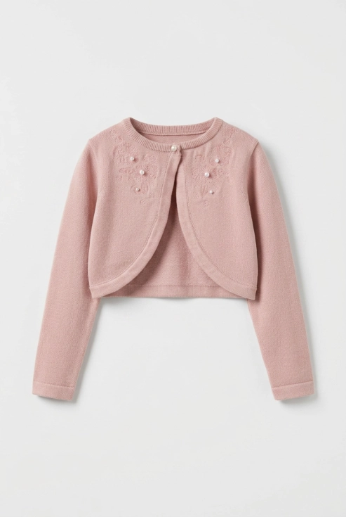 bolero para menina Ada rosa, casaco infantil Primeira Comunhão 2–12 anos