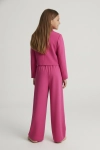 conjunto Emi fúcsia vista de trás, laço em tule, traje cerimónia menina