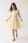 vestido amarelo menina, vestido tule amarelo, vestido cerimónia menina, vestido rodado festa, vestido Paola amarelo manteiga, vestido casamento batizado menina