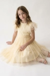 vestido amarelo menina, vestido tule amarelo, vestido cerimónia menina, vestido rodado festa, vestido Paola amarelo manteiga, vestido casamento batizado menina