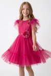 vestido fúcsia menina, vestido tule fúcsia, vestido cerimónia menina, vestido rodado festa, vestido Gabi fúcsia, vestido aniversário menina