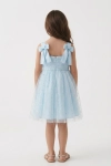 vestido azul claro menina, vestido cerimónia com laços, vestido Rina azul, vestido convidada casamento, vestido batizado menina, vestido elegante menina