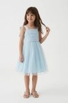 vestido azul claro menina, vestido cerimónia com laços, vestido Rina azul, vestido convidada casamento, vestido batizado menina, vestido elegante menina