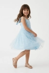 vestido azul claro menina, vestido cerimónia com laços, vestido Rina azul, vestido convidada casamento, vestido batizado menina, vestido elegante menina