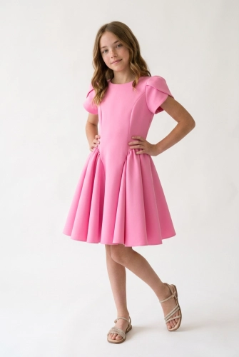 Vestido de Cerimónia Rumi em Tule Rosa — Corte Rodado para Ocasiões