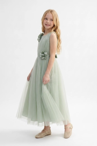 Vestido Longo Bella Verde Sálvia para Menina — Cerimónia