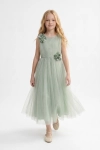 vestido longo menina, vestido verde sálvia, vestido comprido cerimónia, vestido dama de honor, vestido Bella verde, vestido gala menina