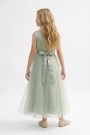 vestido longo menina, vestido verde sálvia, vestido comprido cerimónia, vestido dama de honor, vestido Bella verde, vestido gala menina