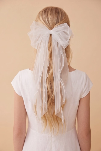 Gancho Elegante de Tule com Laço Longo para Meninas