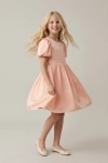 Vestido de cerimónia Sia cor-de-rosa – menina a rodar, saia rodada em movimento, estúdio