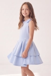 Vestido de cerimónia Harper azul-claro com saia rodada de duas camadas – vista lateral