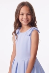 Vestido de cerimónia Harper azul-claro – parte de cima com decote redondo e laços nos ombros