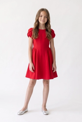 Vestido de Cerimónia Rumi Vermelho com Mangas Tulipa para Menina – Natal e Festas
