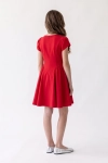 Vestido de cerimónia Rumi vermelho – costas com fecho e saia franzida dos lados