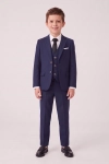 Fato de cerimónia Liam azul-marinho – blazer, colete, calças e gravata, vista de frente