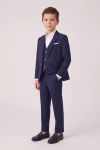 Fato de cerimónia Liam azul-marinho – blazer, colete e calças, vista em meio perfil