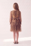 Vestido de cerimónia Holly com padrão leopardo – fecho nas costas e faixa com laço, vista de costas