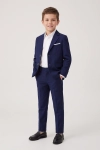 Fato de cerimónia Sam azul-marinho – blazer aberto e calças com vinco, silhueta completa de frente