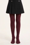 Collants opacos 40 DEN bordô para menina, lisos – collants na modelo, vista de frente