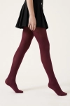 Collants opacos bordô – collants na modelo em movimento, vista lateral