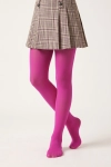 Collants opacos 40 DEN fúcsia para menina – collants na modelo, vista de frente