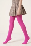 Collants opacos fúcsia – collants na modelo em andamento, vista lateral