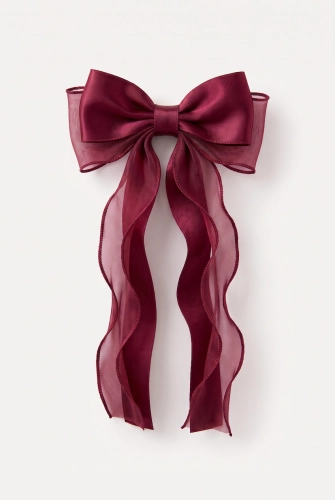 Mola de Cabelo com Laço Bordô para Menina – Cetim e Organza