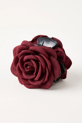 Pinça de Cabelo com Flor Bordô para Menina – Flor com 7 cm de Diâmetro
