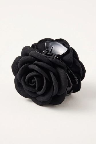 Pinça de Cabelo com Flor Preta para Menina – Flor com 7 cm de Diâmetro