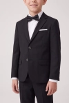Blazer do fato de cerimónia Sam preto, com laço – grande plano das lapelas, dos botões e dos bolsos